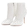 Women's Rhinestone Ankle Boots with Rivets Closed Pointed Toe Stilettos Autumn Warm Dress Booties