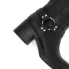 Women's Knee High Riding Boots Round Toe Block Heel Fashion Motorcycle Booties Side Zipper Wide Calf Biker Riding Boots with