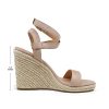 Womens Open Toe Espadrilles Dressy Platform Sandals Buckle Ankle Strap Stylish Wedges Sandals