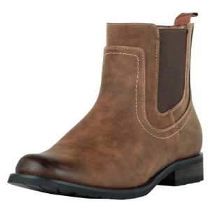 Ankle Cowboy Boots for Men Chelsea Boots Mens Slip On Casual Work Dress Western Boots Brown