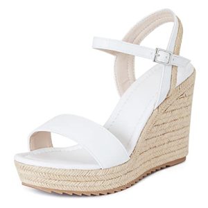 Women's Espadrille Wedge Sandals: Ankle Strap Platform Open Toe Wedges - Stylish High Heel Dressy Summer Wedges for Women,