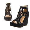 Wedge Sandals for Women Open Toe Cutout Platform Bohemian Sandals High Heel Buckle Ankle Strap Comfy Summer Sandals