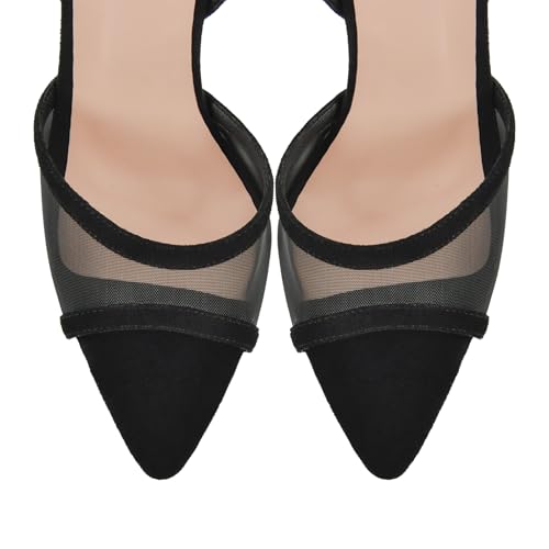 Women's Heeled Sandals Mesh Stiletto Pointed Toe Open Toe Ankle Buckle Strap Slingback High Heel Sandals Summer Dress Shoes