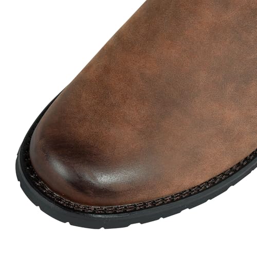 Ankle Cowboy Boots for Men Chelsea Boots Mens Slip On Casual Work Dress Western Boots Brown