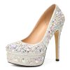 Womens High Heel Platform Pumps Round Toe Sky High Stilettoes 6" Party Dress Platform