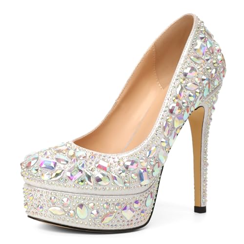 Womens High Heel Platform Pumps Round Toe Sky High Stilettoes 6" Party Dress Platform