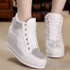 Womens Fashion Platform Shoes Hidden Wedge Heel High Top Sneakers for Women Platform Boots Working Shoes Women