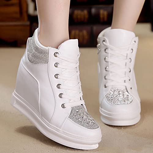 Womens Fashion Platform Shoes Hidden Wedge Heel High Top Sneakers for Women Platform Boots Working Shoes Women