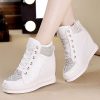 Womens Fashion Platform Shoes Hidden Wedge Heel High Top Sneakers for Women Platform Boots Working Shoes Women