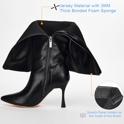 Knee High Heel Boots for Women Elegant Pointed Toe Stiletto Boots Trendy Side Zipper Women's Heel Stylish and Sexy Design
