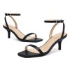 Women's Kitten Low Heels Square Open Toe Ankle Strap Sandals Sexy Strappy 2 Inch High Heels for Women Comfort Dress Party