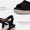 Women's 880 Wedge Sandals Peep Toe, 3.3" Inch High Heel Platform Espadrilles Sandals with Ankle Buckle