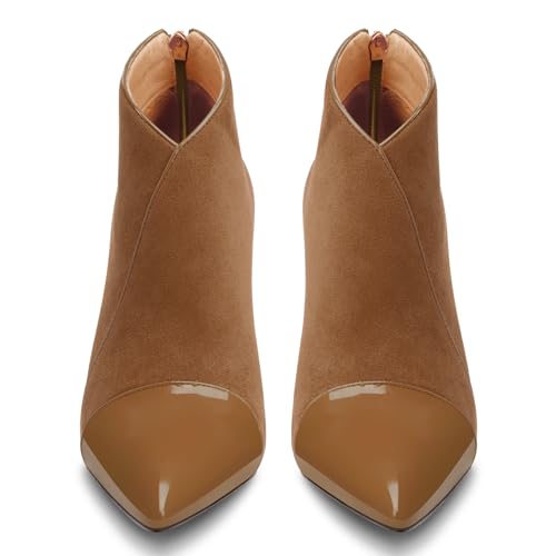 Women Stiletto High Heel Pointed Toe Ankle Boots Short Bootie Zipper Slip-on Party Office Dress Boots 3.9 Inches