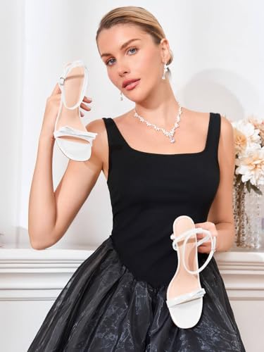 41yX83cgSLL.jpg Womens Bowknot Heeled Sandals Ankle Strap Buckle Open Toe High Stiletto Heel Pump Dress Party Shoes