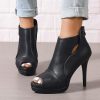 Open Toe Booties for Women Black High Stiletto Heels Open Toe Sexy Ankle Boot Fashion Heeled Sandals with Back Zipper, US Size