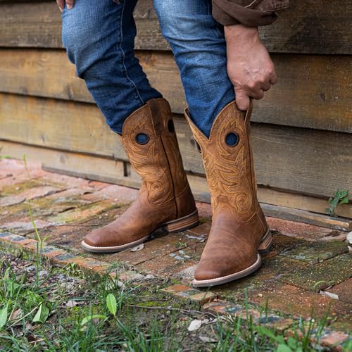 Cowboy Boots For Men Western Retro Embroidered Square Toe Boots Hand Painted Classic Resistant Leather Boot