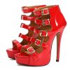 Unisex Men's Women's Sandals Platform Parallel Straps Stiletto High Heels Zip Boots