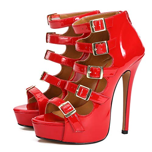 Unisex Men's Women's Sandals Platform Parallel Straps Stiletto High Heels Zip Boots