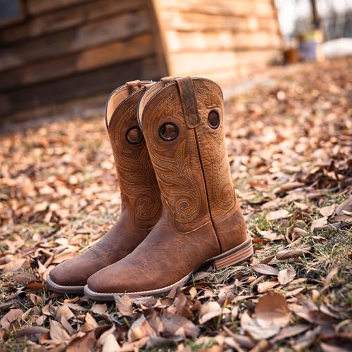 Cowboy Boots For Men Western Retro Embroidered Square Toe Boots Hand Painted Classic Resistant Leather Boot