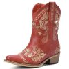 Cowboy Boots for Women - Western Embroidered Cowgirl Boots with Sparkly Rhinestone, Pointed Toe Chunky Heel Side Zipper Vintage