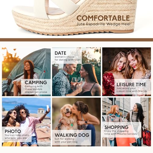 Women's Open Toe Espadrilles Wedge Sandal Slip On Elastic Ankle Strap Platform Sandals Dressy Comfortable Wedges Shoe