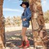 Cowboy Boots for Women - Western Embroidered Cowgirl Boots with Sparkly Rhinestone, Pointed Toe Chunky Heel Side Zipper Vintage