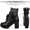 Women's Chunky Platform High Heel Boots Lace Up Gothic Ankle Booties Block Heel Buckle Punk Shoes