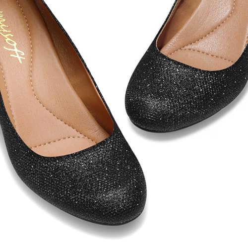 Women's Pumps Low Chunky Block Heel Round Toe Comfortable Dress Shoes