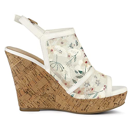 Women's Open Toe Platform Heel Lace Wedges Sandals