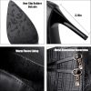 Women'S Leather Pointed Toe Stiletto Ankle Boots Fall Winter Fashion Back Zipper High Heel Dress Booties For Date Party Evening