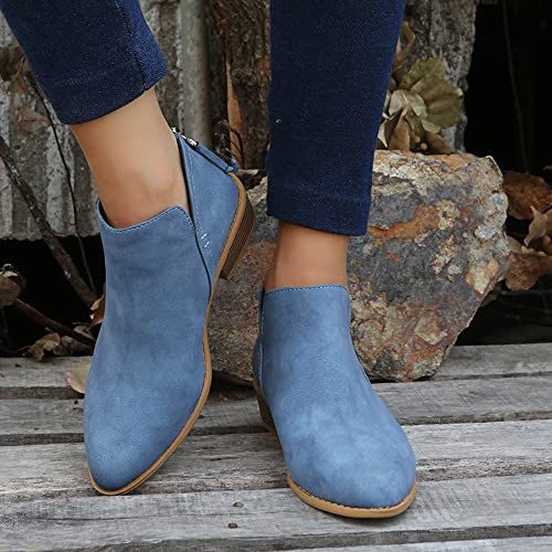 Ankle Booties for Women,Women's Casual Dress Low Heeled Booties. V Cut Fashion Thick Heel Design Shoes