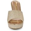 Women's Glitter Platform Slip on Wedge Heels Sandals