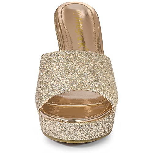 Women's Glitter Platform Slip on Wedge Heels Sandals