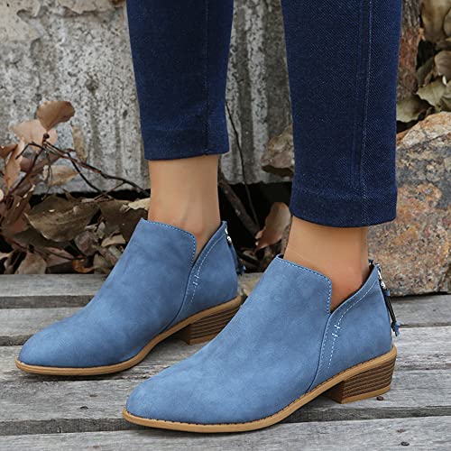 Ankle Booties for Women,Women's Casual Dress Low Heeled Booties. V Cut Fashion Thick Heel Design Shoes