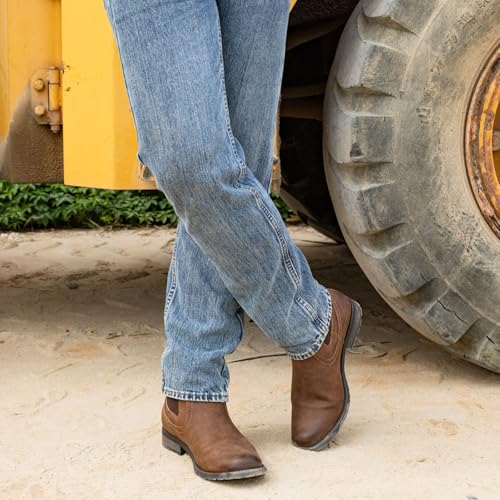 Ankle Cowboy Boots for Men Chelsea Boots Mens Slip On Casual Work Dress Western Boots Brown