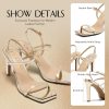 Stilettos High Heel Sandals For Women, Square Open Toe Slingback Pumps, Adjustable Strappy Wedding Dressy Heeled, Ankle Strap