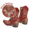 Cowboy Boots for Women - Western Embroidered Cowgirl Boots with Sparkly Rhinestone, Pointed Toe Chunky Heel Side Zipper Vintage