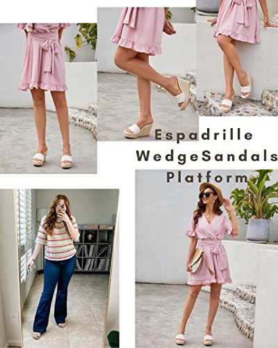 Womens Platform Wedge Sandals Espadrilles Braided Open Toe Slip On Summer Mule High Heels