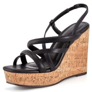 Women Platform Wedge Sandals Cork Slingback Wedges Espadrilles Heels Summer Shoes
