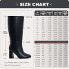 Women's Slim Calf Knee High Boots – Square Toe Block Heel Dress Boots, Side Zip Faux Leather Tall Boots for Narrow Calves, Fall