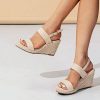 Womens Espadrille Wedge Sandals Heels Open Toe Platform High Heeled Ankle Strap Buckle Dress Wedges Shoes