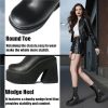 Womens Wedge Heel Ankle Boots Platform Zipper Punk Motorcycle Booties Chunky Block High Heel Round Toe Fashion Work Combat Boots