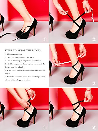 Women's Ankle Strap Platform Party Closed Toe Dress High Heels Pumps