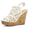 Women's Open Toe Platform Heel Lace Wedges Sandals
