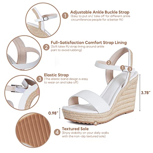 Women's Espadrille Wedge Sandals: Ankle Strap Platform Open Toe Wedges - Stylish High Heel Dressy Summer Wedges for Women,