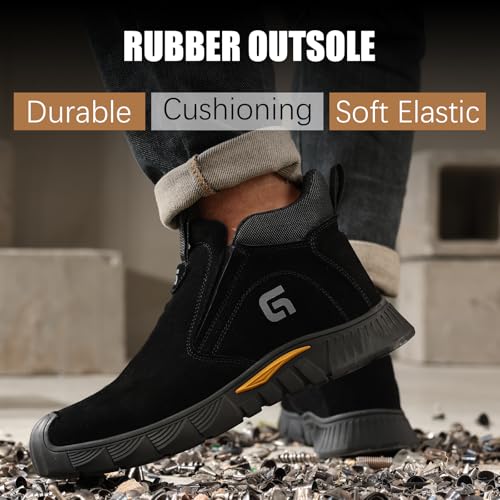 Welding Work Boots for Men Slip on Steel Toe Shoes for Men Indestructible Steel Toe Boots Welder Men's Working Shoes Fireproof
