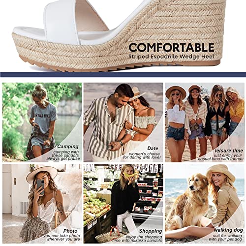 Women's Espadrille Wedge Sandals: Ankle Strap Platform Open Toe Wedges - Stylish High Heel Dressy Summer Wedges for Women,
